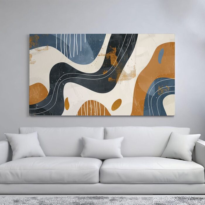 Abstract organic wall art with flowing lines and earthy tones.