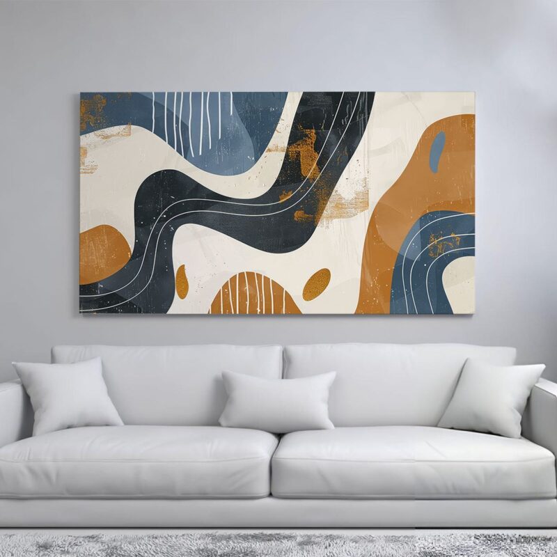 Abstract organic wall art with flowing lines and earthy tones.