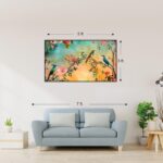 Colorful Birds and Flowers Canvas Print: A vibrant and serene canvas print, ideal for large-scale wall art. Size: 3'x5'.