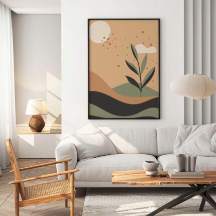 Serene Landscape Minimalist Art Canvas Print (Rolled Canvas) 3'x5' ft.