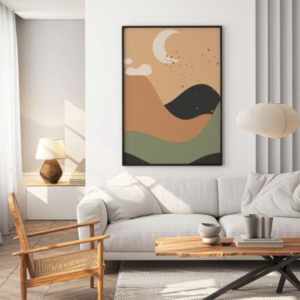 Abstract Minimalist Boho Mountain Canvas Print (Rolled Canvas) 3'x5' ft.
