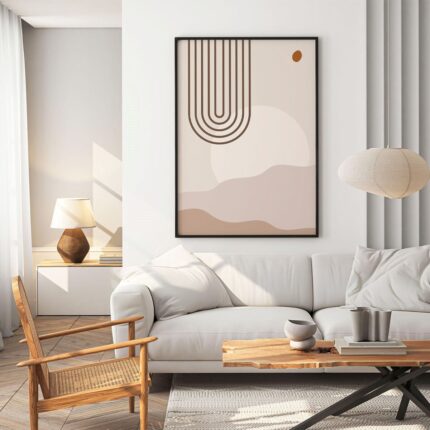 Serene Earth Tones Abstract Canvas Print (Rolled Canvas) 3'x5' ft.