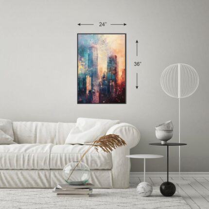 Urban Dreamscape - A Vibrant Cityscape Canvas Print (24"x36" Rolled Canvas)
