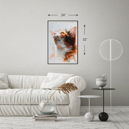 Feline Focus - A Watercolor Cat Portrait (35"x20" Rolled Canvas)