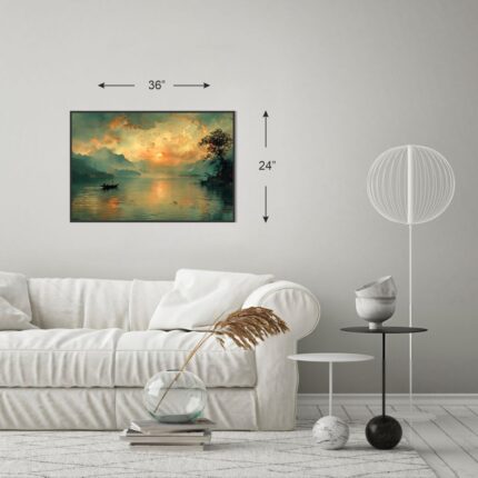 Serene Sunset - A Peaceful Lake Scene (24"x36" Rolled Canvas)