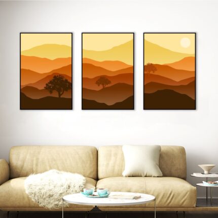 Abstract Landscape Sunset Rolled Canvas Print - Set of 3 (1.3'x2' ft. each)