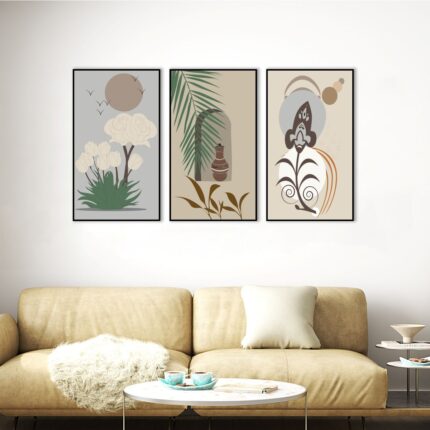 Artistic Floral and Nature Rolled Canvas Print - Set of 3 (1.2'x2' ft. each)