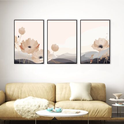 Minimalist Floral Rolled Canvas Print - Set of 3 (1.3'x2' ft. each)