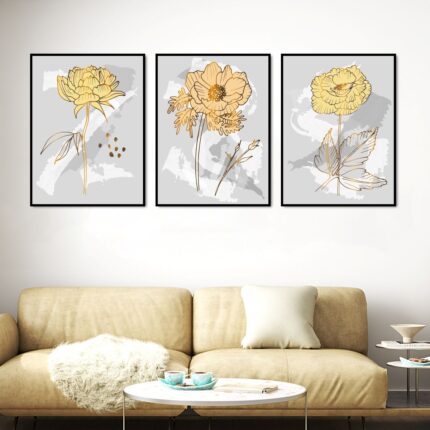 Artistic Floral Rolled Canvas Print - Set of 3 (1.5'x2' ft. each)