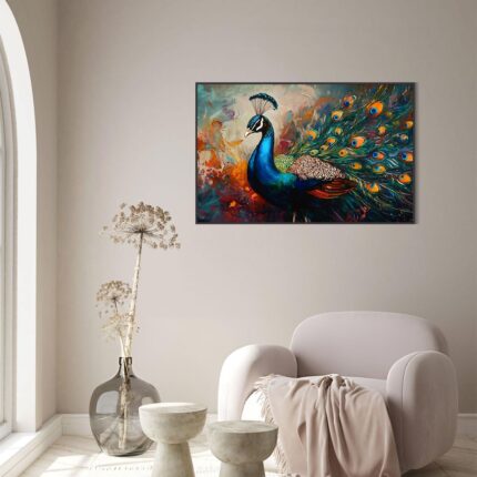 Regal Radiance - A Majestic Peacock Canvas Print (24"x36" Rolled Canvas)