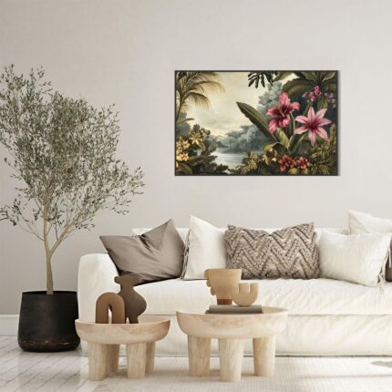 Tropical Paradise - A Lush Botanical Escape (24"x36" Rolled Canvas)