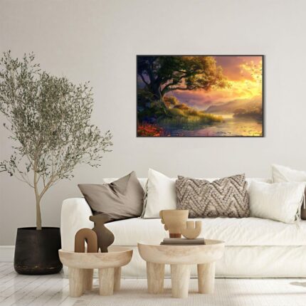 Golden Hour Serenity - A Peaceful Landscape (24"x36" Rolled Canvas)