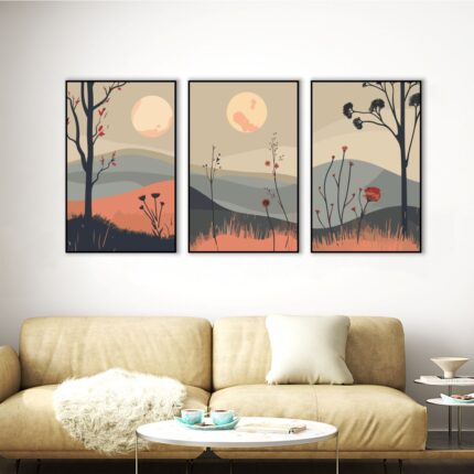 Minimalist Landscape Rolled Canvas Print (1.3'x2' ft. each) - Set of 3