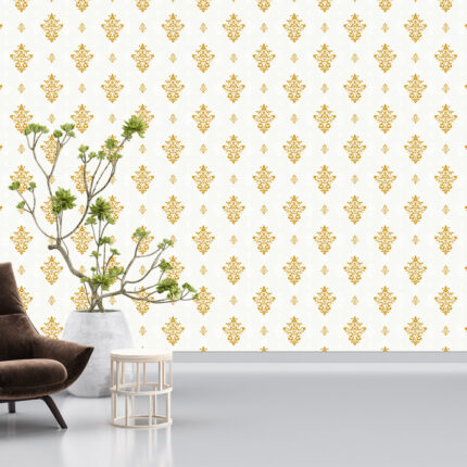 Golden Damask UV Digital Printed Self-Adhesive Wallpaper - Luxurious Ornate Design