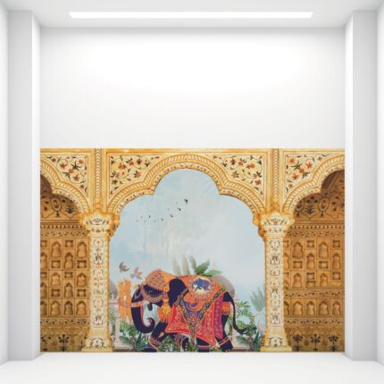 Vibrant Elephant and Botanical UV Digital Printed Self-Adhesive Wallpaper - Exotic Heritage Design