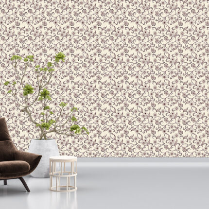 Monochromatic Brown Floral UV Digital Printed Self-Adhesive Wallpaper - Classic Elegance