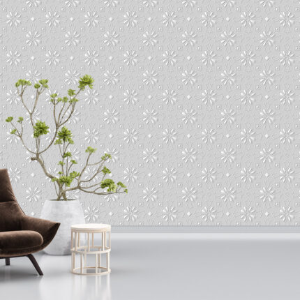Elegant Floral and Geometric UV Digital Printed Self-Adhesive Wallpaper - Intricate Three-Dimensional Design