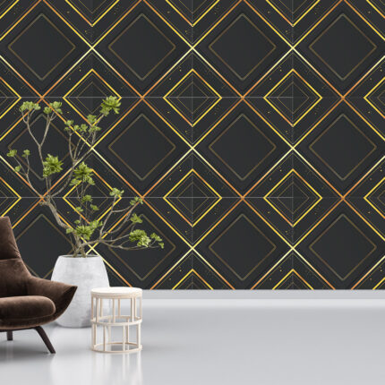 Geometric Gold and Black UV Digital Printed Self-Adhesive Wallpaper - Luxurious Modern Design